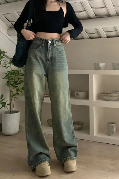 Vintage Wide Leg Jeans for Women - Stylish Casual Trousers Perfect for Spring Streetwear, Loose Fit High Waist Denim Pants Ideal for Effortless Wide Leg Jeans Outfit Inspirations