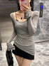 Mesh Sheer Irregular T Shirt For Women New Long Sleeve See-Through Korean Pullover Tops Sexy Autumn Girls Top Tee Shirt Casual