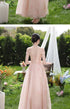Off Shoulder Bridesmaid Dress Elegant Bubble Sleeve Floral Print Aline Gown For Party