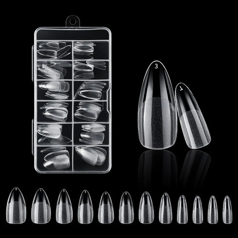 120Pcs Clear Frosted Stiletto, Almond, and Square Fake Nails - Full Coverage Gel X Coffin Manicure Tips for Stunning Autumn Nails
