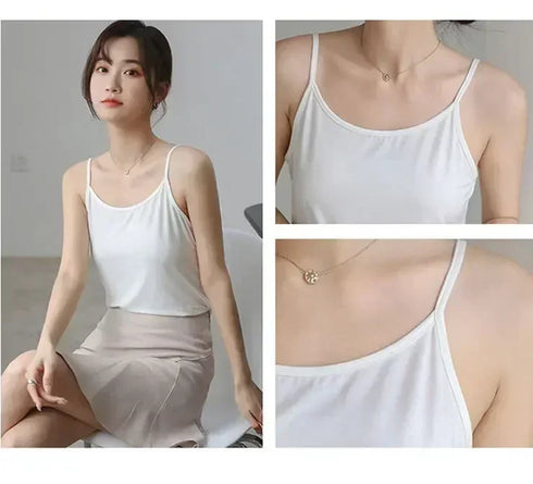 Stylish Women's Solid Color Sleeveless Sling Camisoles & Crop Tops - Slimming Vests for Comfortable Layering and Everyday Wear