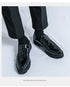 Men's Thick Sole Patent Leather Oxfords - Stylish Slip-On Derby Shoes for Casual and Formal Occasions, Height Increasing Loafers for Ultimate Comfort and Fashion