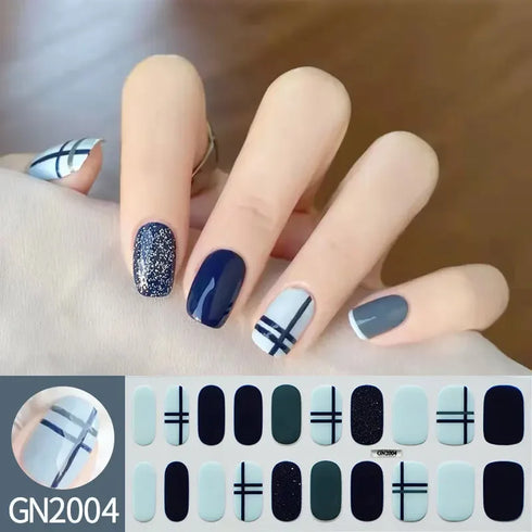 Waterproof Long Lasting Gel Nail Art Stickers for Stunning Full Cover Manicures - 9 Piece Set of Baking-Free Solid Color Decals