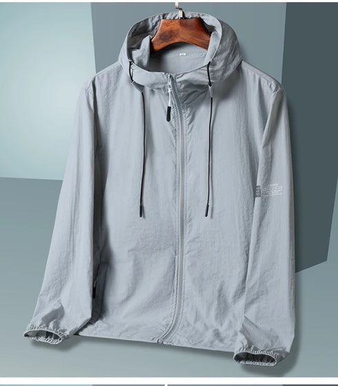 Summer Hooded Windbreaker Jacket for Men and Women - Quick Dry Sun Protection Clothing for Fishing and Hunting, Casual Outdoor Outerwear with Pockets