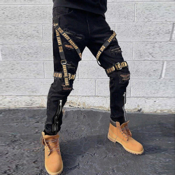 Fall Men's Skinny Slim Straight Jeans Casual Street Pants Trend