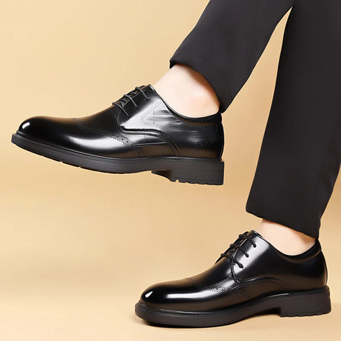 Leather Oxford Shoes for Men Elegant Minimalist Lace Up Business Casual Footwear