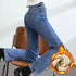 Women's Winter Fleece Warm Jeans Retro Slim Straight Denim Pants