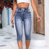 Casual Summer Denim Jeggings for Women - Stylish 3/4 Short Jeans Pants and Breeches with High Waist Design - Perfect for Vintage Mom Looks and Harajuku Fashion - Trendy Black Jeans Outfit Inspo