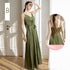 Backless Satin Sleeveless Ankle-Length Evening Dress for Bridesmaid Dress with Built-In Bra and Bow