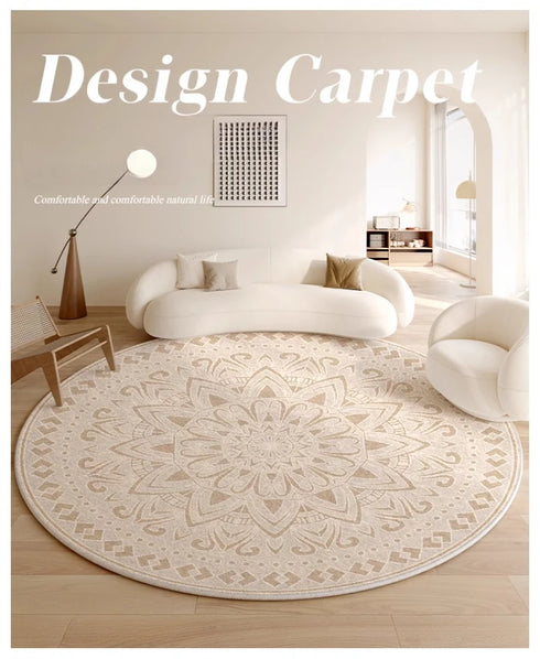 Light Luxury Round Large Area Carpet for Living Room and Bedroom Rug