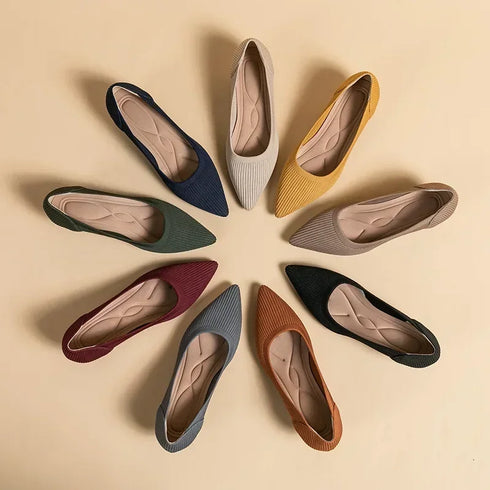 Stylish Women's Pointed Toe Slip-On Flat Pumps for Casual Spring and Autumn Wear