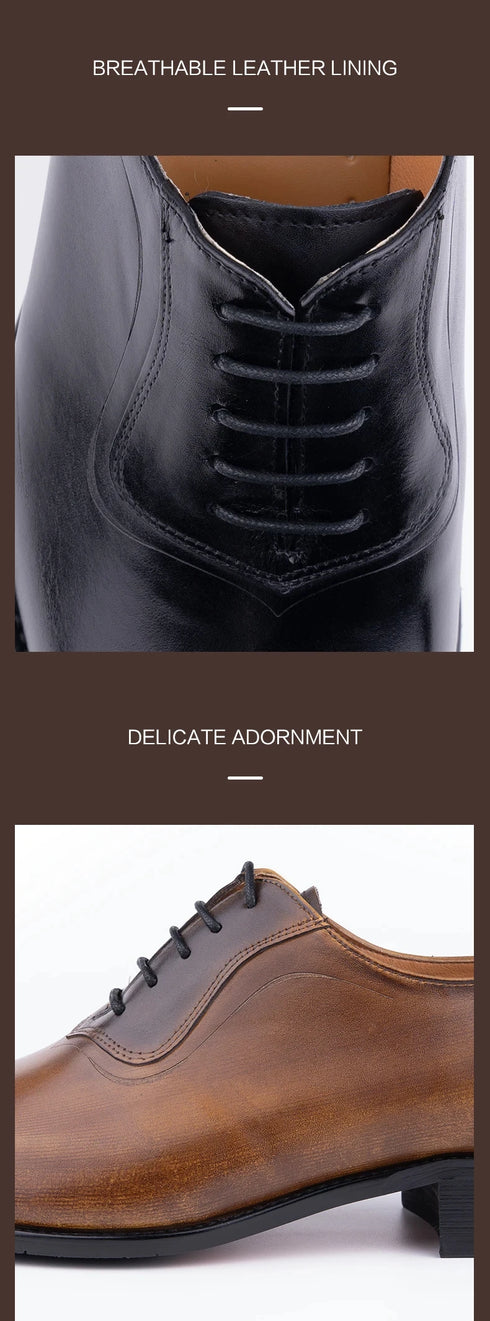 Classic Men's Oxfords Genuine Leather Shoes for Wedding Party Office and Business Suits