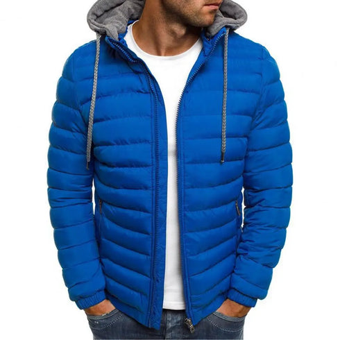 Oversized Men's Detachable Hat Padded Hooded Cardigan with Drawstring - Thick Warm Winter Jacket Outerwear for Casual Style
