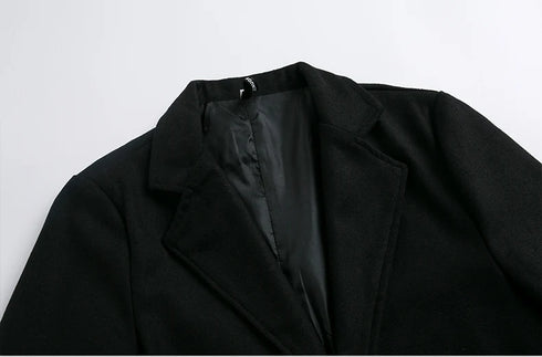 Men's Slim Fit Trench Coat for Fall and Winter - Stylish Woolen Blended Outwear for Business Casual and Travel