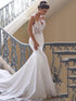 Customized Morden Lace Satin Mermaid Wedding Dresses Sleeveless Bridal Gown Simple Long Train