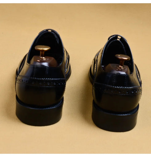 Genuine Cow Leather Brogue Oxford Shoes for Men Vintage Handmade Casual Flats