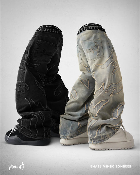 Harajuku Embroidered Retro Loose Streetwear Jeans Hip Hop Pants