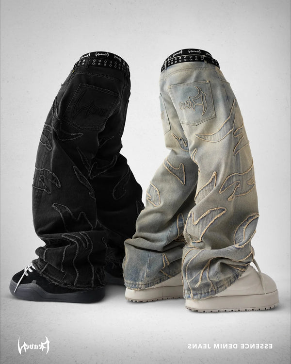 Harajuku Embroidered Retro Loose Streetwear Jeans Hip Hop Pants