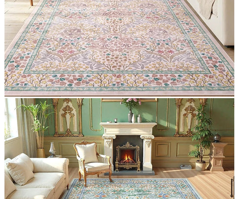 Large Machine Washable Bohemian Flower Carpet for Living Room and Bedroom Decoration