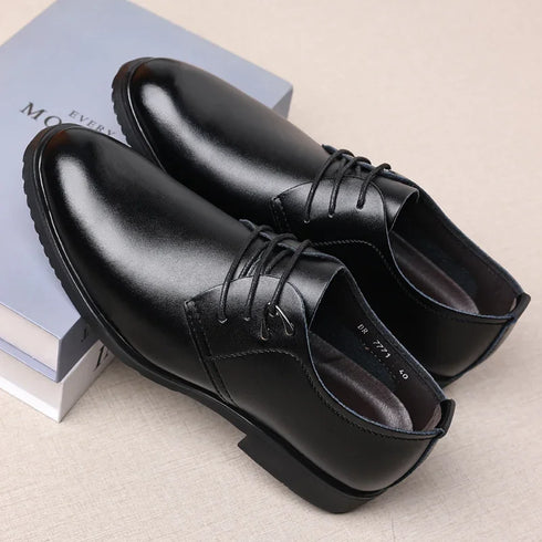 Leather Men Casual Shoes Breathable Formal Dress Shoes Lace-Up Non-Slip Driving Footwear