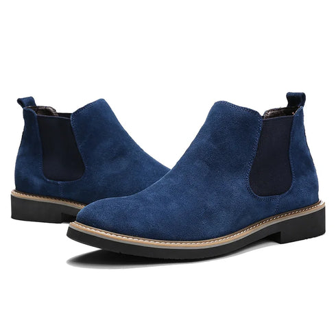 Casual Men's Chelsea Boots - Stylish Slip-On Cow Suede Leather Footwear for Everyday Wear