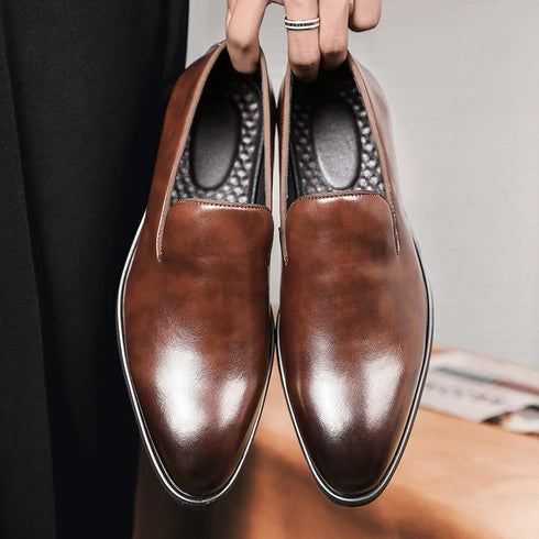 Business Formal Slip-On Leather Shoes for Men Dress Fashion Oxford Moccasins