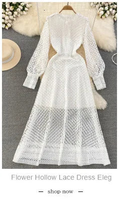 Embroidery Lace Long Cake Dress for Women Evening and Birthday Parties