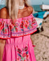 Elegant One-shoulder Short-sleeved Dress For Women Fashion Splicing Floral Print Dresses
