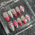 10pcs Artistic Press On Nails Featuring Elegant French Style with Hand Painted 3D Floral Designs - Perfect Summer Short Tips for Parties