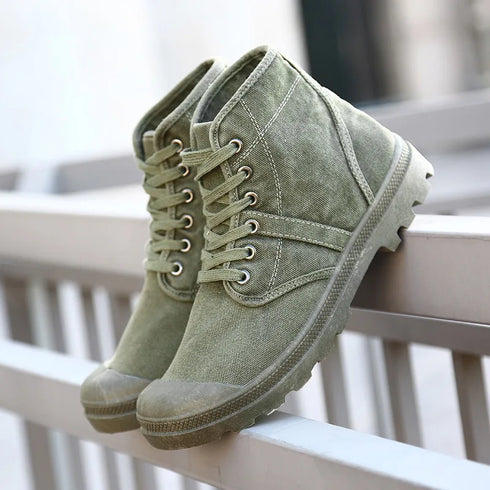 Men's Casual Canvas Ankle Boots - Stylish High Top Footwear for Autumn and Winter