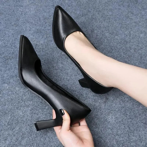 Soft PU Non-slip Work Shoes Women's Pumps Professional Heels