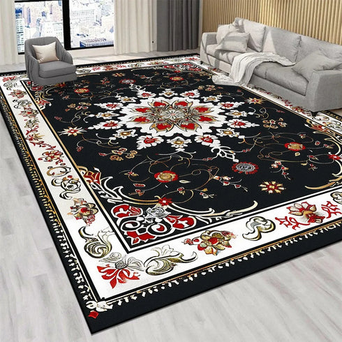 Persian Luxury Retro Red Carpet Living Room Large Non-Slip Coffee Table Mat Home Decoration Rug