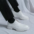 Luxury White Leather Oxford Shoes for Men - Stylish Formal Business Wedding Dress Footwear with Thick Bottom Casual Moccasins