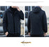 Plush Waterproof Autumn Winter Jacket for Men - Casual Windproof Coat with Detachable Hood and Rib Sleeves, Perfect for Daily Wear and Spring Cotton Comfort