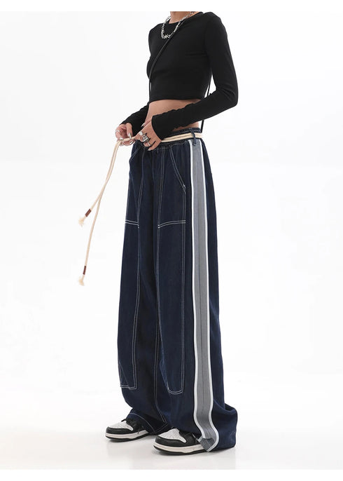 Womens Baggy Denim Jeans - High Waist Straight Leg Streetwear Trousers for Effortless Fall Outfits with Jeans, Perfect for Any Season