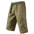 Mens Crop Pants Casual Cargo Shorts with Zipper Pockets