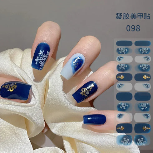Waterproof Long Lasting Gel Nail Art Stickers for Stunning Full Cover Manicures - 9 Piece Set of Baking-Free Solid Color Decals