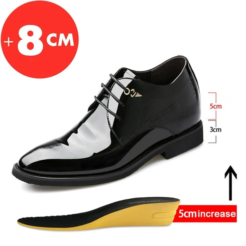 Elevator Dress Shoes for Men Patent Leather Heighten Formal Oxfords