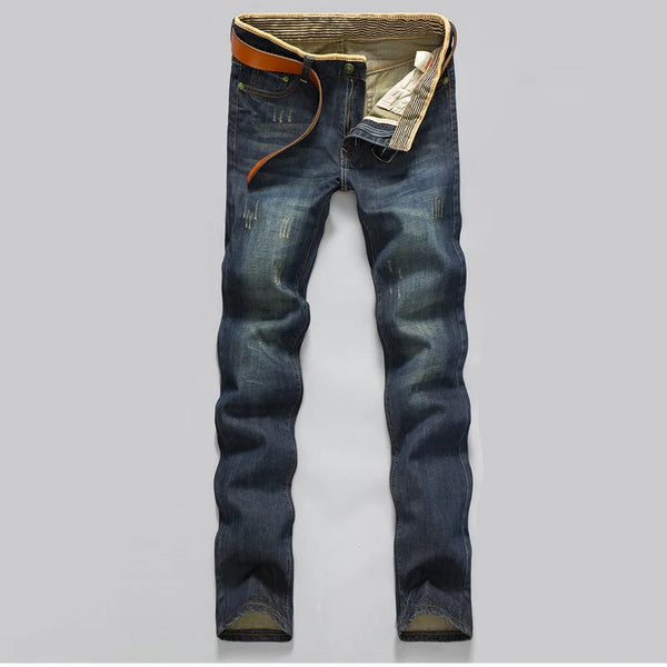 Casual Jeans for Men Business Straight Slim Fit Denim Pants