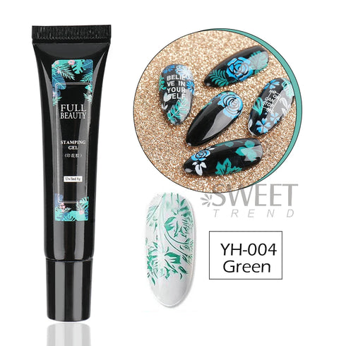 8ml Black Nail Stamping Gel Polish for Stunning Manicure Art with White Gold Transfer Gel, Perfect for UV Soak Off Varnish and Nail Art Stamping Plate Tools