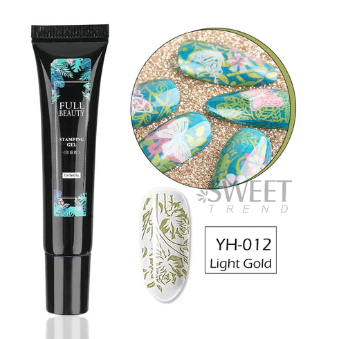 8ml Black Nail Stamping Gel Polish for Stunning Manicure Art with White Gold Transfer Gel, Perfect for UV Soak Off Varnish and Nail Art Stamping Plate Tools