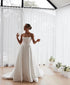 Vintage Off The Shoulder Long Sleeves Lace Applique A Line Wedding Dresses Sweep Train