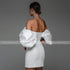 Short Wedding Dress for Bride Off the Shoulder Mini Gown Sheath Backless Glitter Bridal Dress