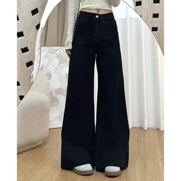 High Waist Jeans For Women Denim Straight Leg Trousers Chic Loose Fit Casual Everyday Wear