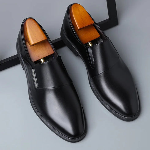 Leather Pointed Toe Men's Formal Dress Loafers for Business Wedding