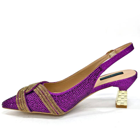 Italian Design Texture Shoes And Bags Rhinestones High Heels