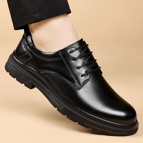 Men's Leather Oxford Shoes for Business and Office Wear Comfortable Slip-Resistant Flats