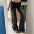 Floral Embroidery Vintage Low Rise Flared Jeans Women