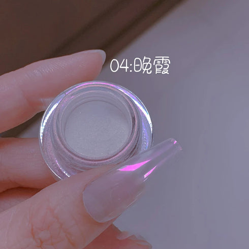 Magic Clear Pearlescent Mirror Effect Nail Glitter Powder - 0.5g Shimmering Aurora Pearl Chrome Pigment for Stunning Nail Art
