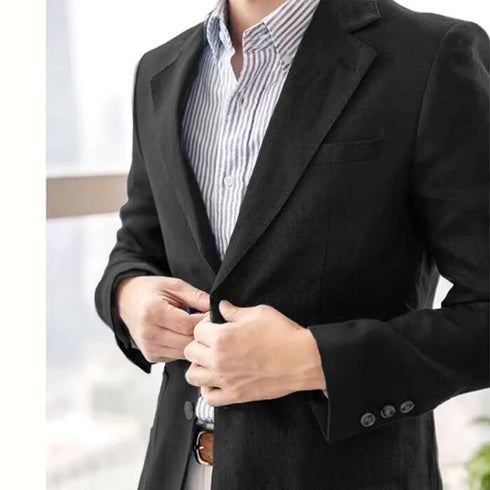Summer Linen Casual Slim Suit Jacket for Men Lightweight and Breathable Blazer